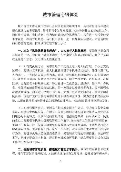 城市管理心得体会