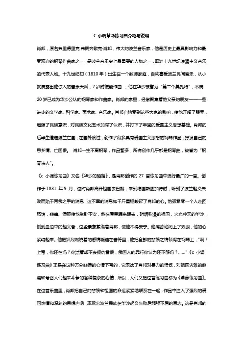 C小调革命练习曲介绍与赏析