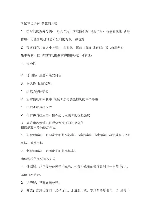 2020年新编二级建造师建筑实务知识点总结名师精品资料
