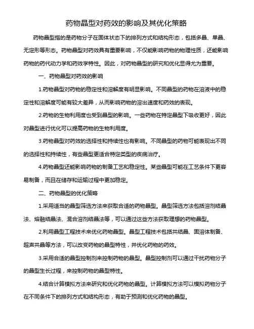 药物晶型对药效的影响及其优化策略