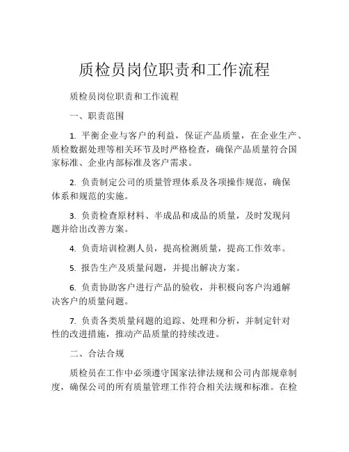 质检员岗位职责和工作流程