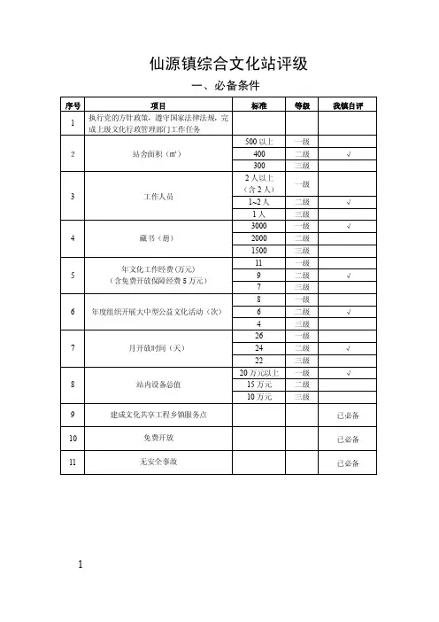 等级文化站评定标准