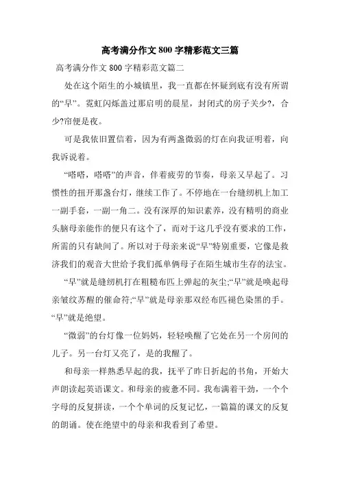 最新整理高考满分作文800字精彩范文三篇