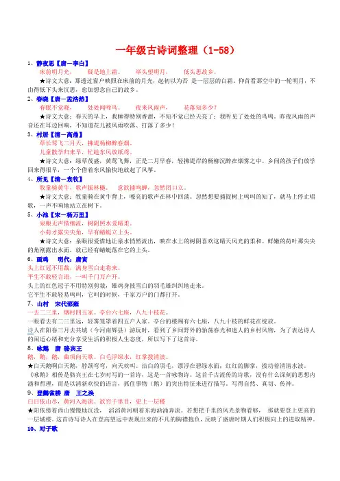 古诗解释-小学一年级二年级三年级-小学课本古诗整理