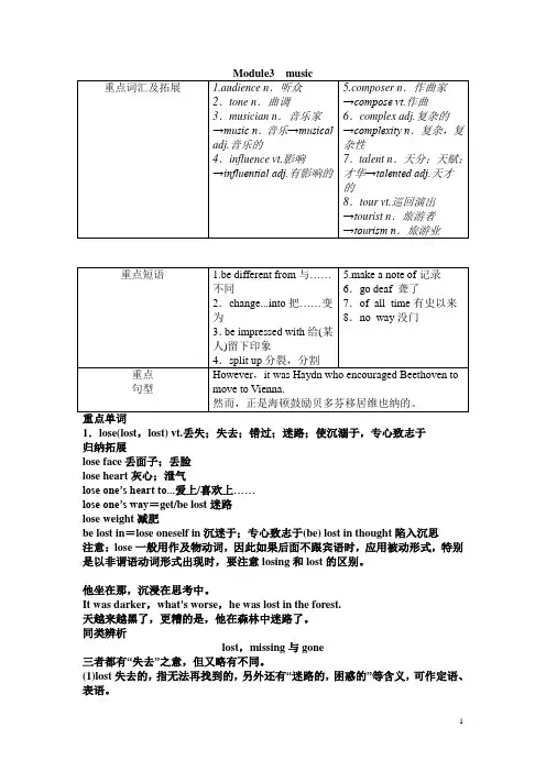 外研社高中英语Module3《Music》知识与要点课件_外研版必修2
