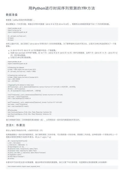 用Python进行时间序列预测的7种方法