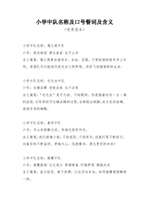 小学中队名称及口号