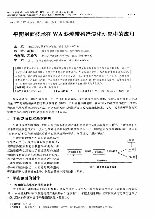 平衡剖面技术在WA斜坡带构造演化研究中的应用