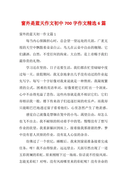 窗外是蓝天作文初中700字作文精选6篇