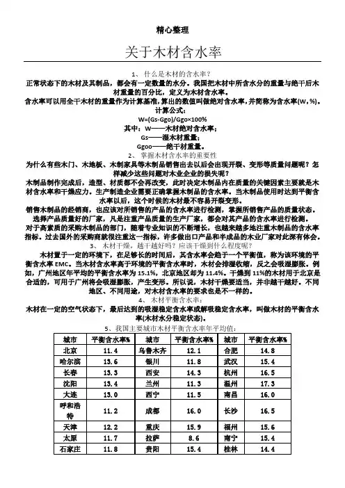 木材的含水率详细介绍以及全国含水率表格模板