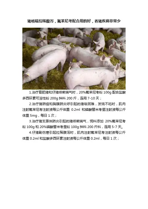 猪咳喘拉稀腹泻，氟苯尼考配合用的好，养猪疾病非常少