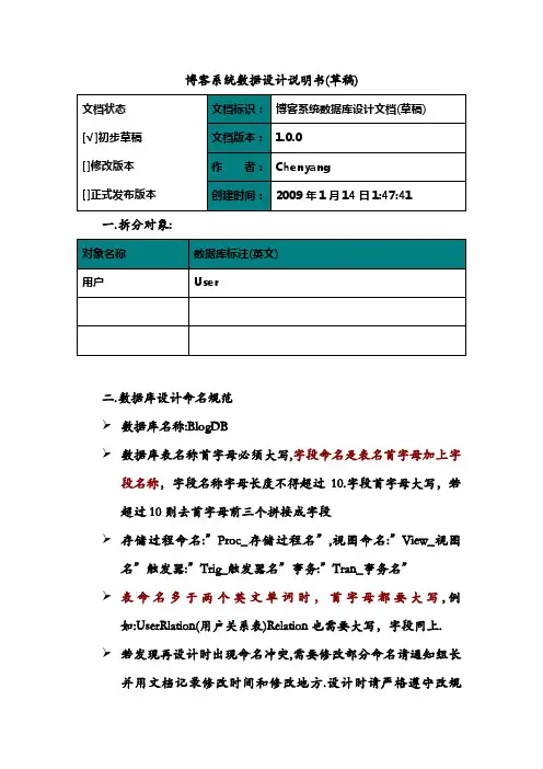 博客系统数据库设计2yue15
