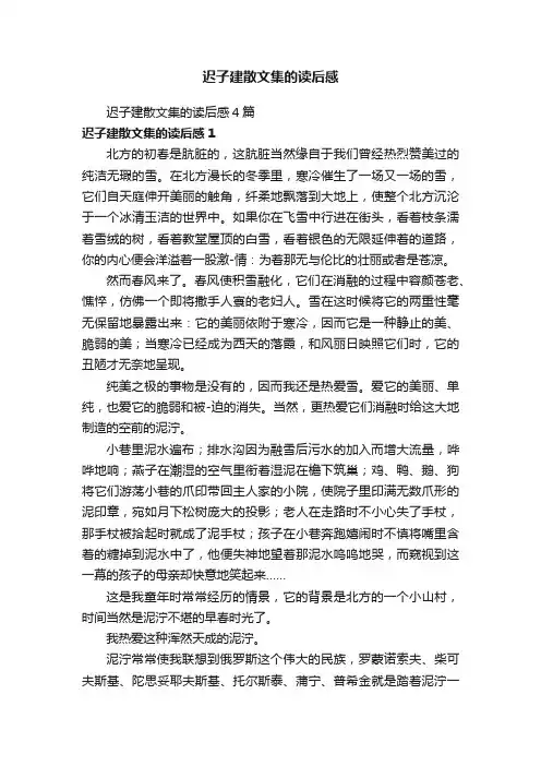 迟子建散文集的读后感4篇