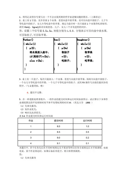 OS经典习题值得收藏