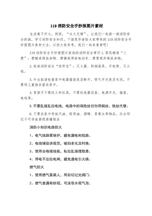 119消防安全手抄报图片素材