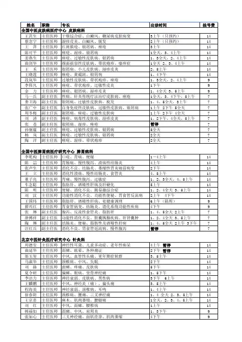 医生出诊时间表