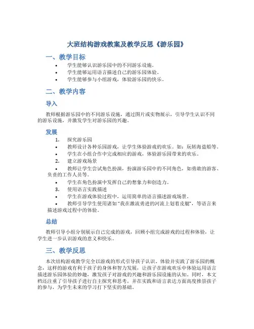 大班结构游戏教案及教学反思《游乐园》