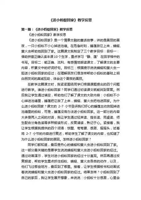 《送小蚂蚁回家》教学反思