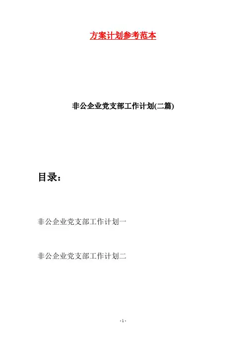非公企业党支部工作计划(二篇)