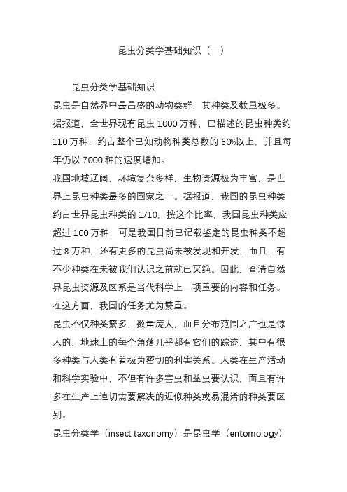 昆虫分类学基础知识(一)