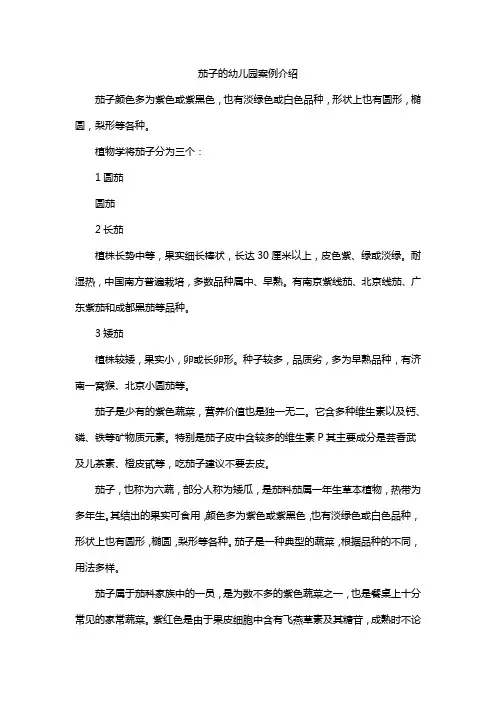 茄子的幼儿园案例介绍