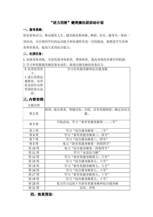 健美操校本课程社团校本课程社团拓展课申报书纲要计划课计划【精品】