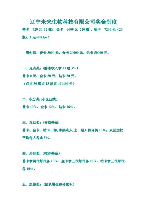 辽宁未来生物科技有限公司奖金制度