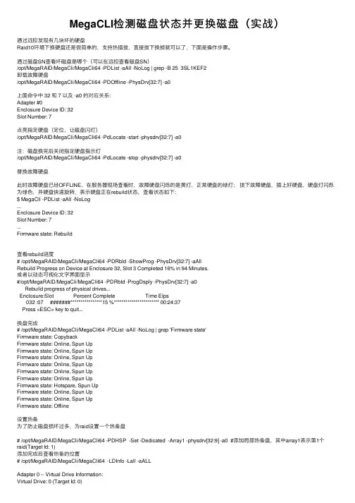 MegaCLI检测磁盘状态并更换磁盘（实战）