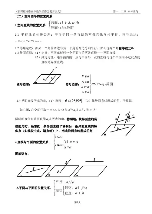立体几何知识点归纳