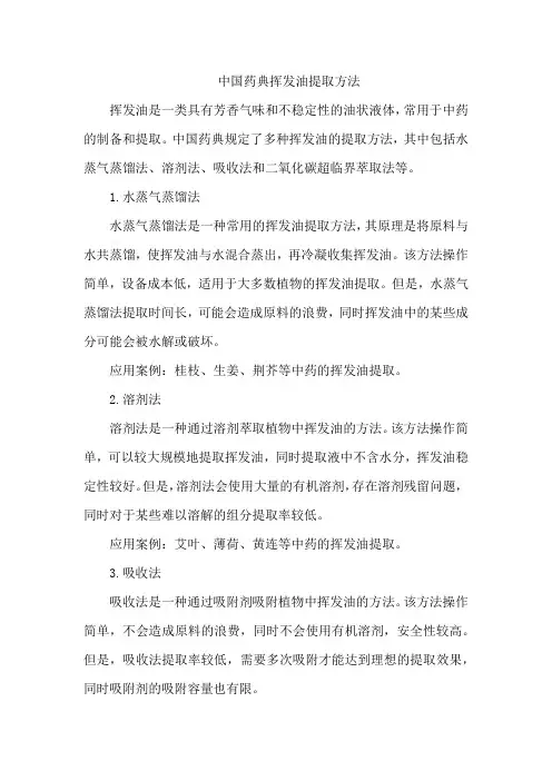 中国药典挥发油提取方法