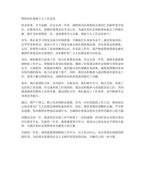 财政局社保股个人工作总结