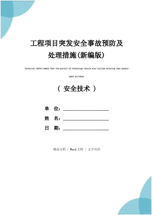 工程项目突发安全事故预防及处理措施(新编版)