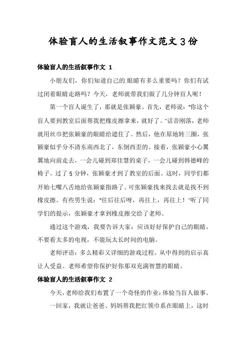 体验盲人的生活叙事作文范文3份