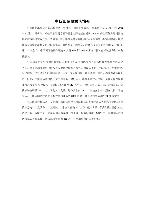 中国国际救援队简介