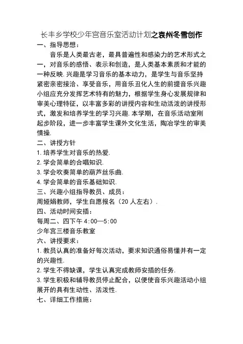 长丰乡学校少年宫音乐室活动 记录