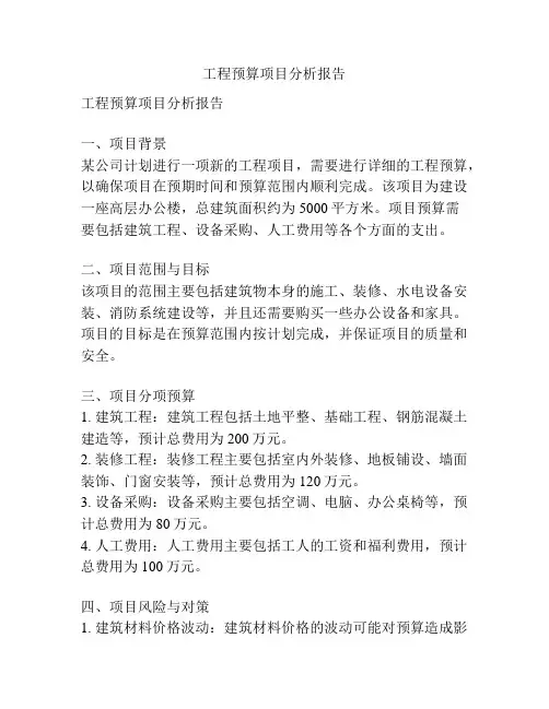 工程预算项目分析报告
