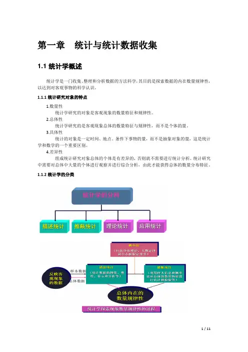 应用统计知识点总结-第一章统计与统计数据收集