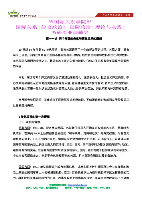国关院国际政治、国际关系考研历年复试分数线,复试内容