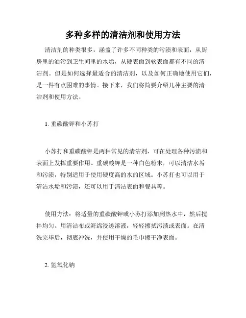 多种多样的清洁剂和使用方法