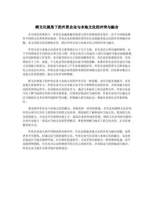 跨文化视角下的外资企业与本地文化的冲突与融合