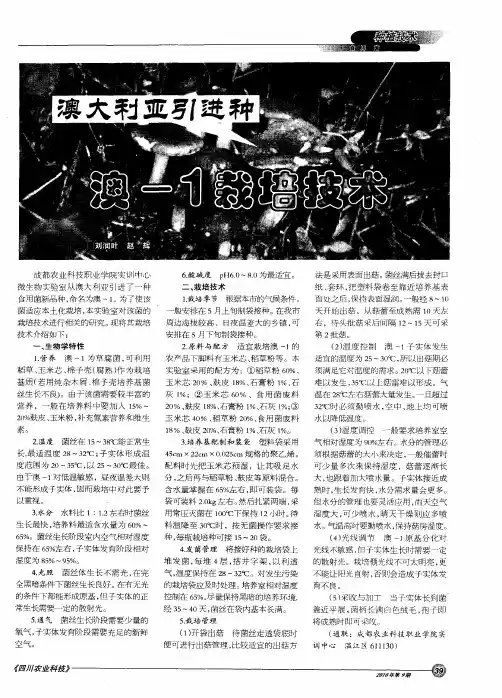 澳大利亚引进种澳-1栽培技术
