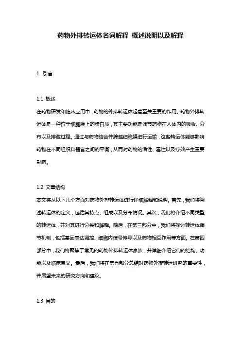 药物外排转运体名词解释_概述说明以及解释