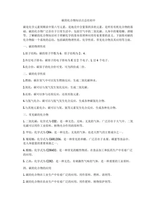 碳的化合物知识点总结初中