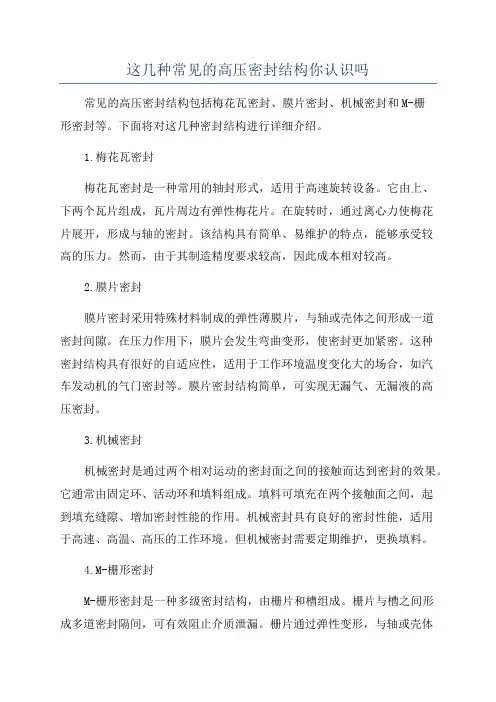 这几种常见的高压密封结构你认识吗