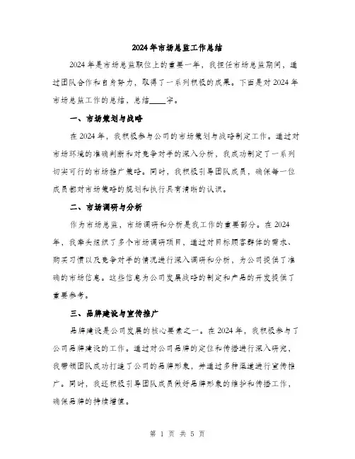 2024年市场总监工作总结(2篇)