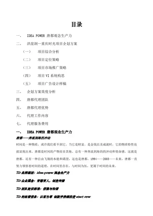 重庆时光项目企划方案