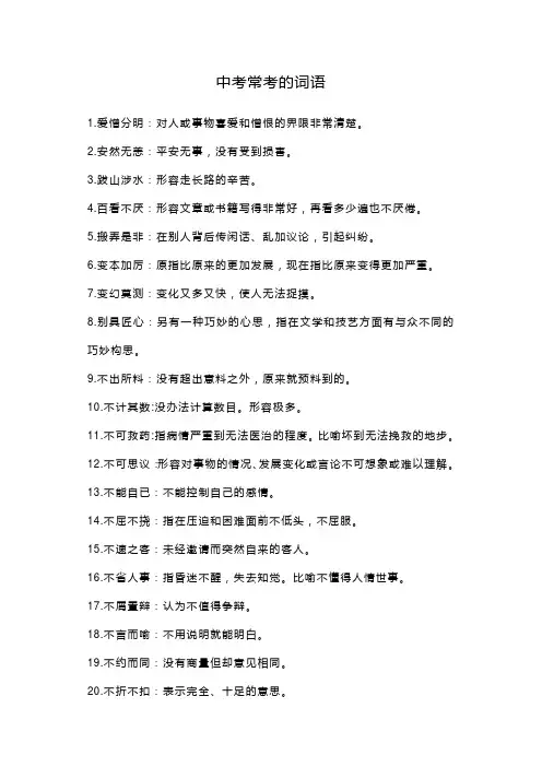 中考常考的228个词语