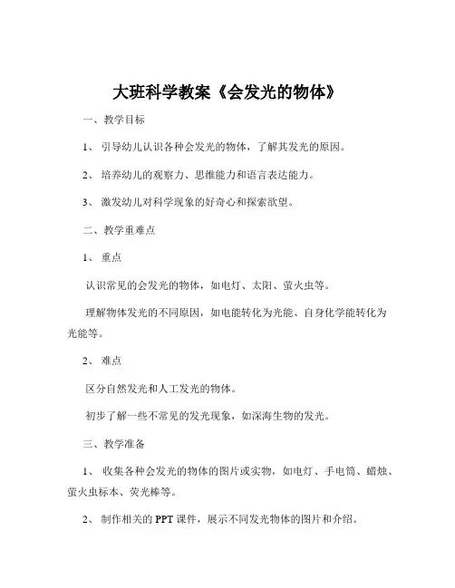 大班科学教案《会发光的物体》