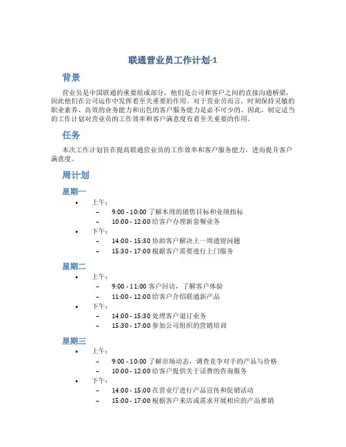 联通营业员工作计划-1