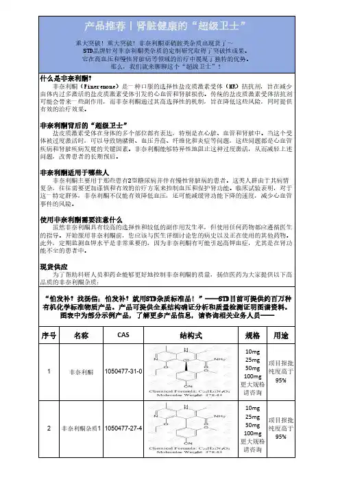 非奈利酮杂质列表2024更新中